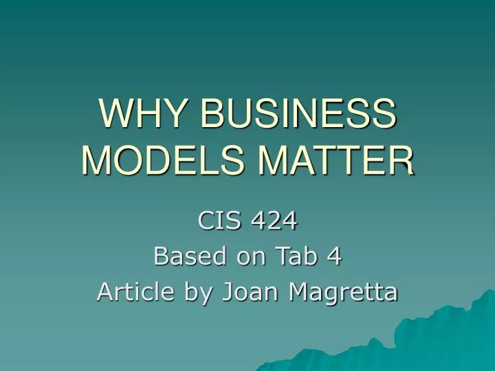 why business models matter n.