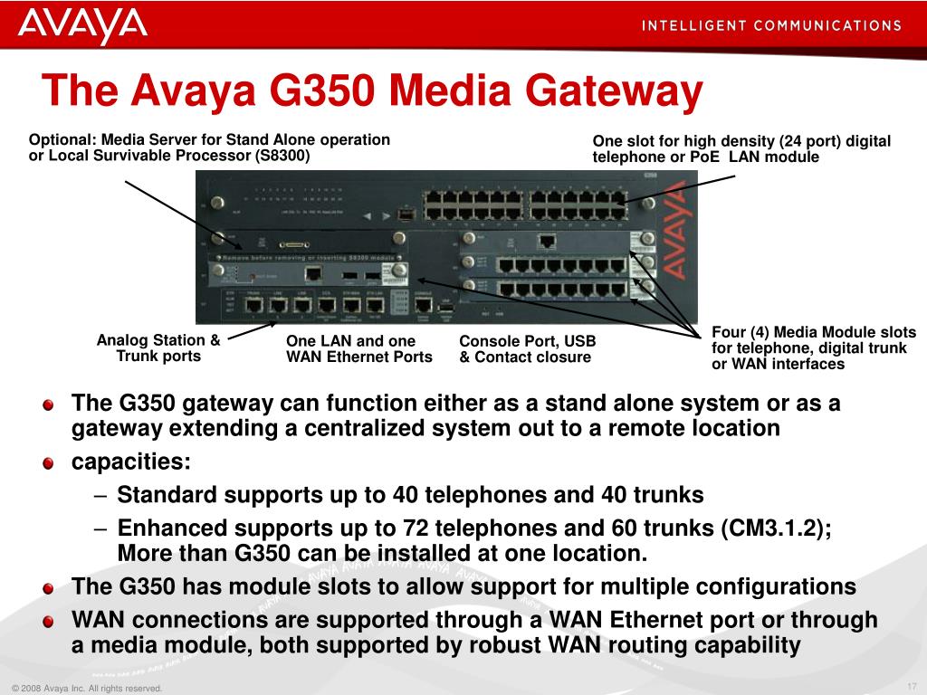 PPT - Avaya Communication Manager Branch Gateways PowerPoint