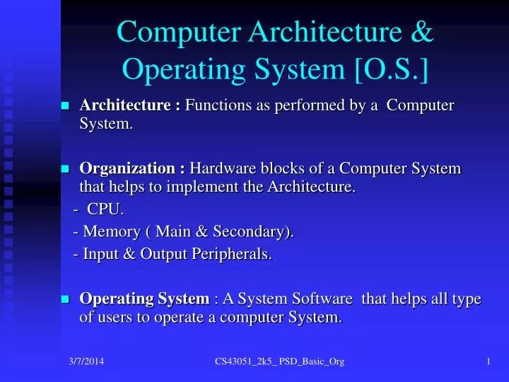 computer architecture operating system o s n.