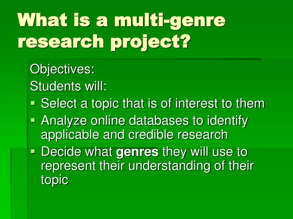 multigenre research project genre ideas