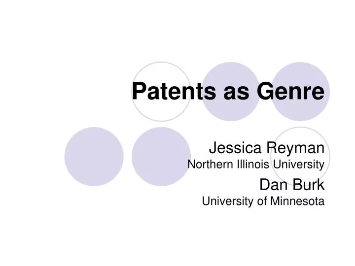 patents as genre n.