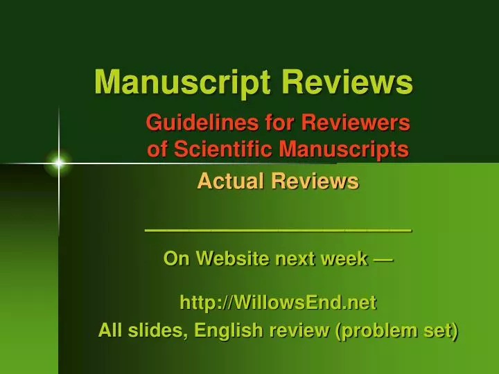 manuscript reviews n.