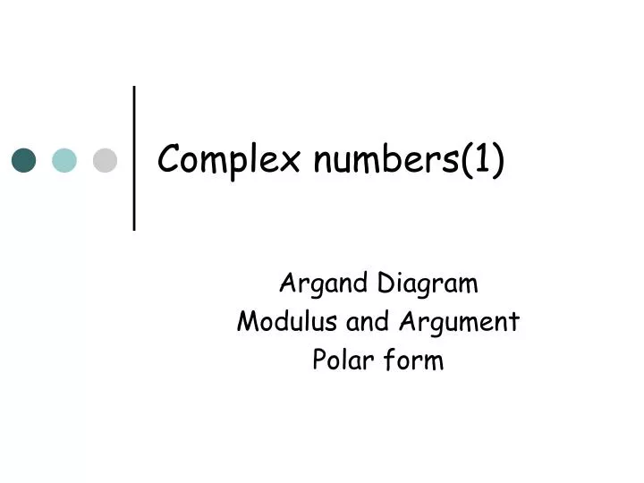 complex numbers 1 n.