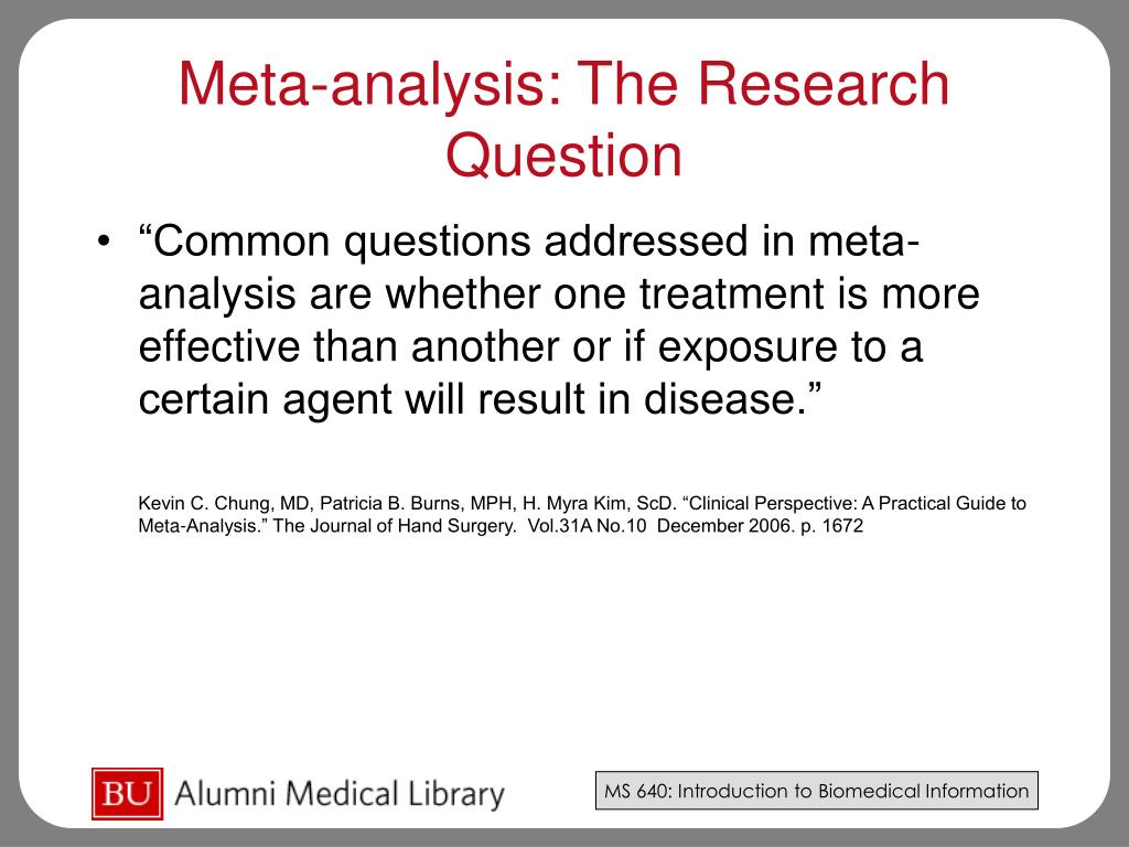 meta analysis research question example