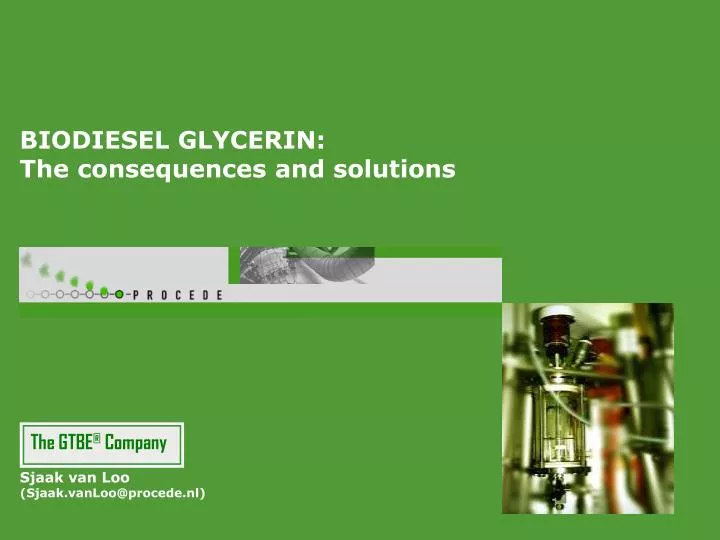 biodiesel glycerin the consequences and solutions n.