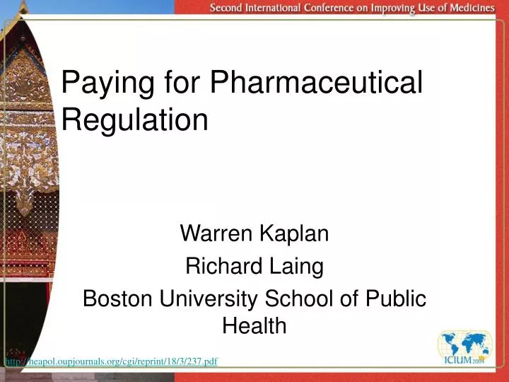 paying for pharmaceutical regulation n.