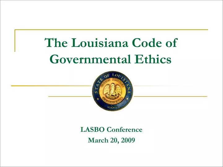 the louisiana code of governmental ethics n.