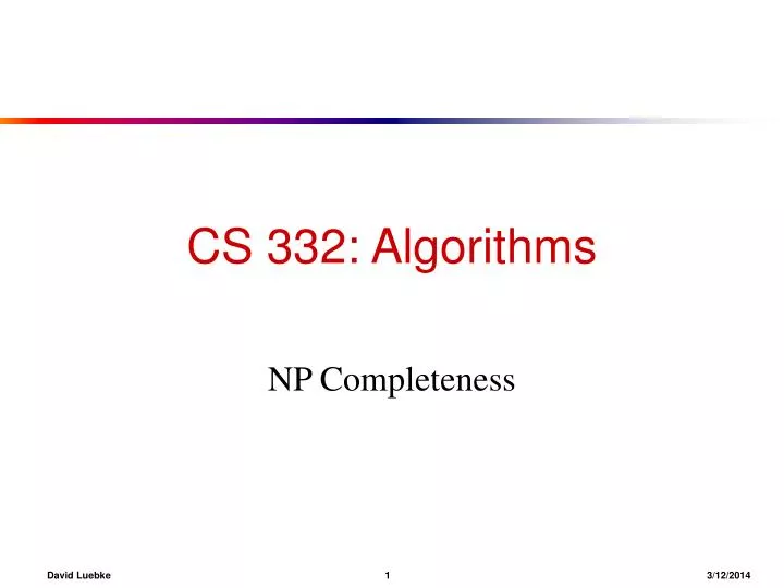 cs 332 algorithms n.