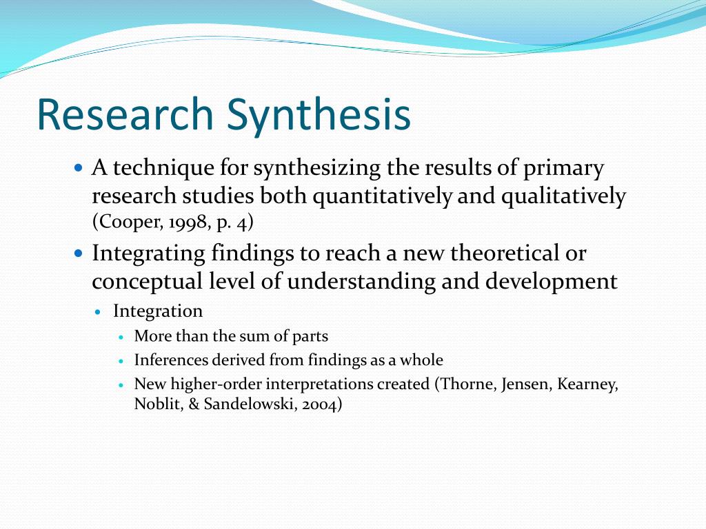 example of synthesis of research study using the matrix