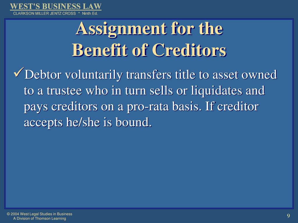 fry's assignment for benefit of creditors