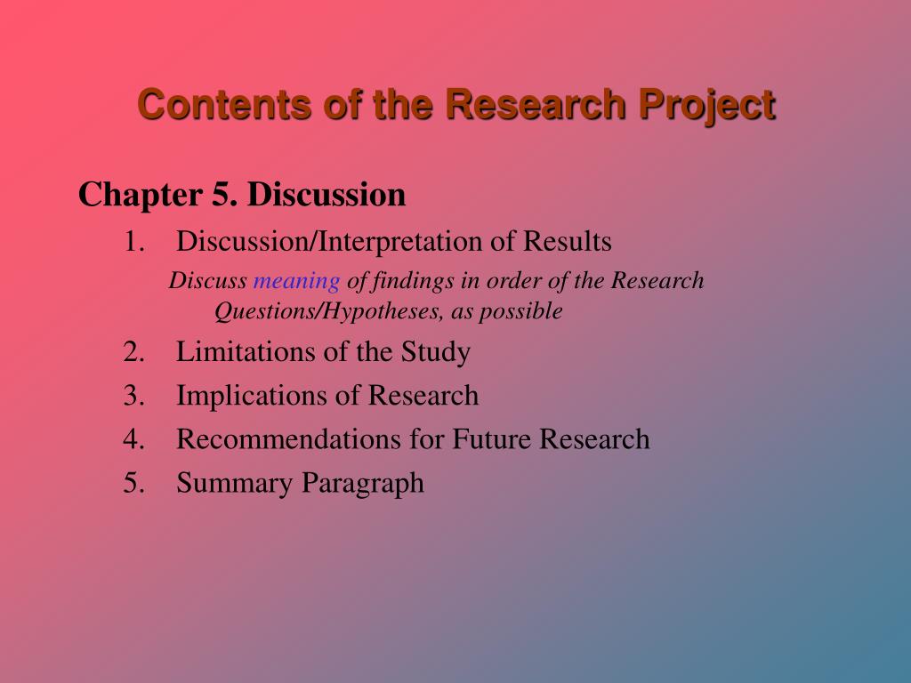 content of a good research project