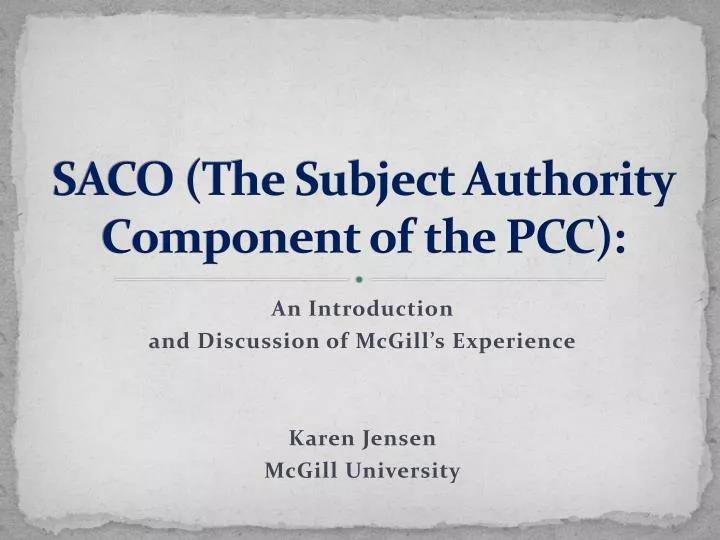 saco the subject authority component of the pcc n.
