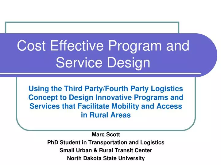 PPT Cost Effective Program and Service Design PowerPoint Presentation
