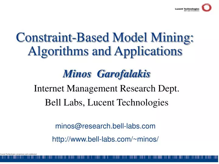 Ppt constraint based model mining algorithms and applications