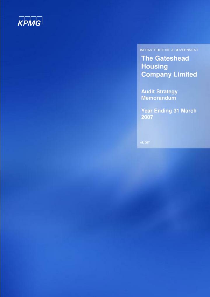 the gateshead housing company limited audit strategy memorandum year ending 31 march 2007 n.