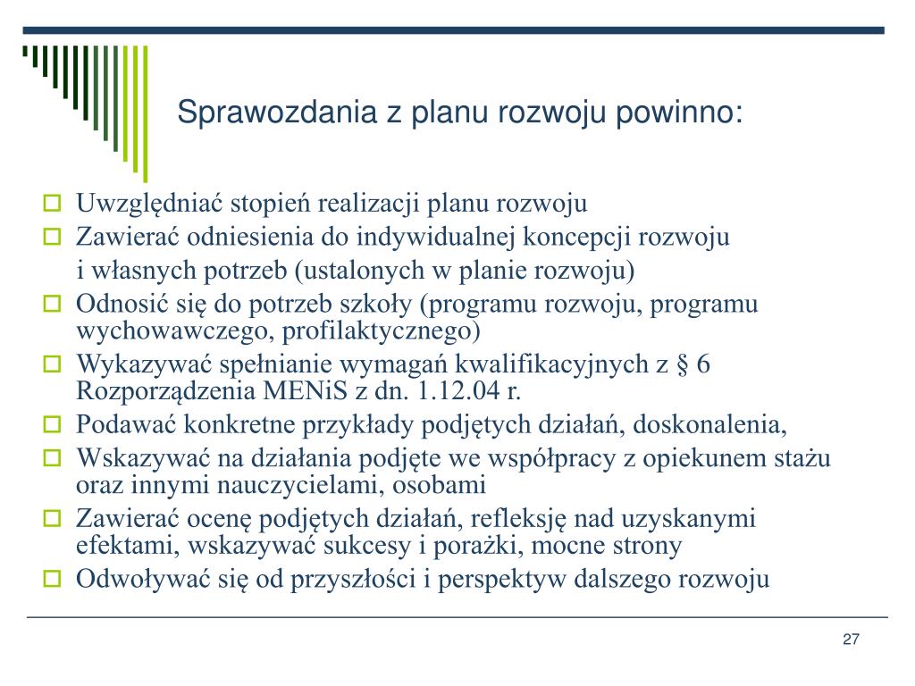 Sprawozdanie Z Realizacji Planu Rozwoju Zawodowego Nauczyciela Stazysty PPT - Awans zawodowy nauczyciela stażysty na stopień nauczyciela kontraktowego Anna Kiełb