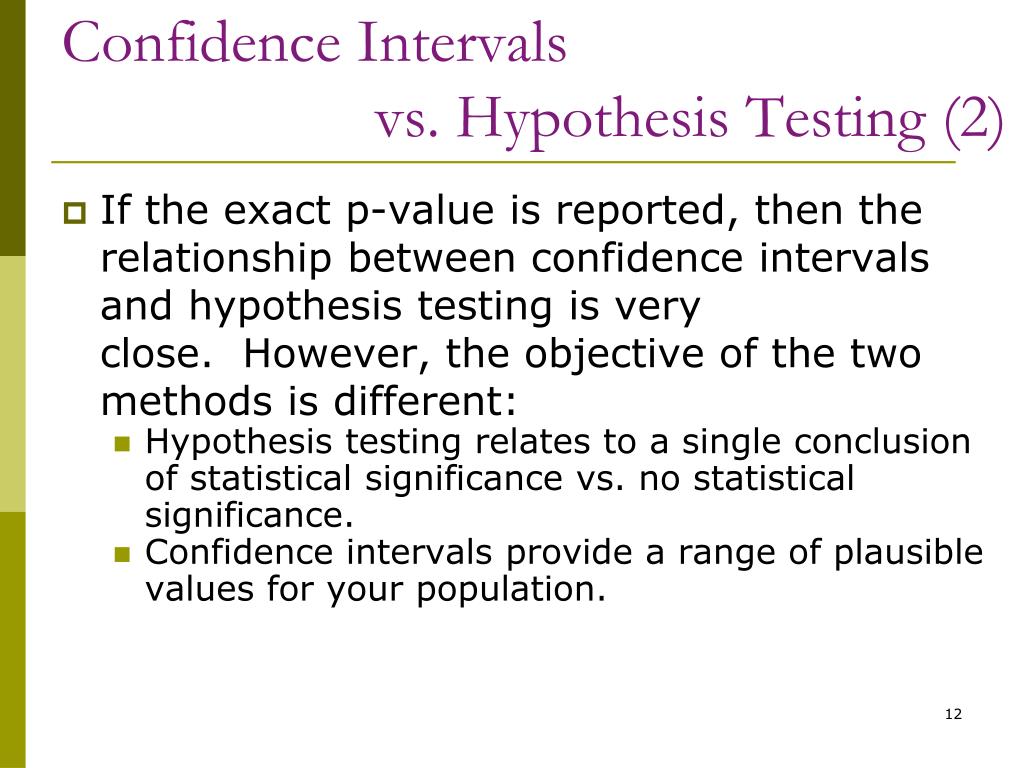 hypothesis testing vs confidence interval