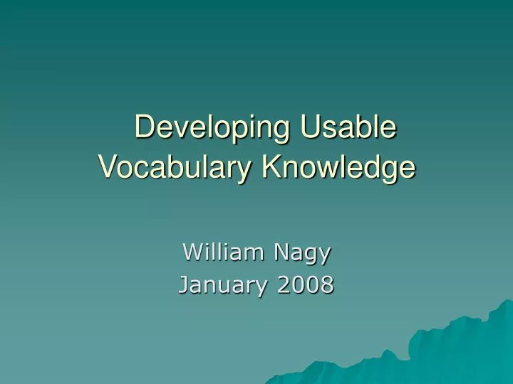 developing usable vocabulary knowledge n.