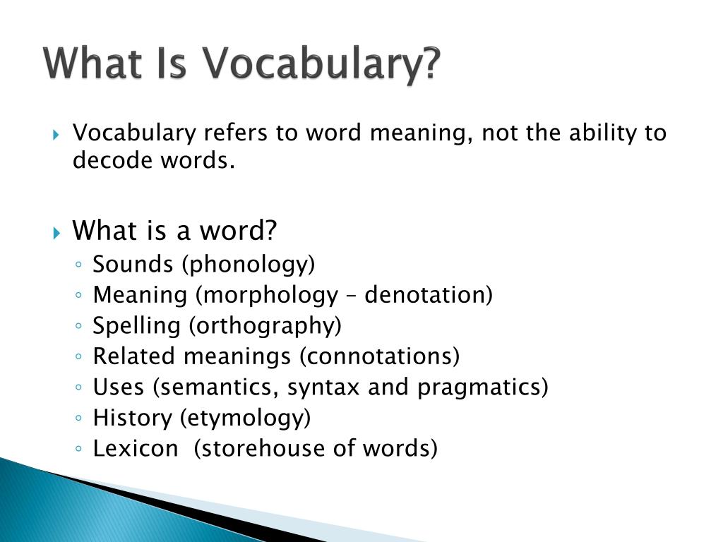 PPT What Is Vocabulary? PowerPoint Presentation, free download ID