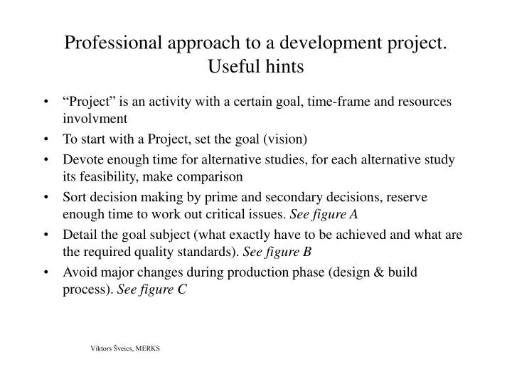 professional approach to a development project useful hints n.