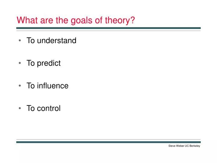 what are the goals of theory n.