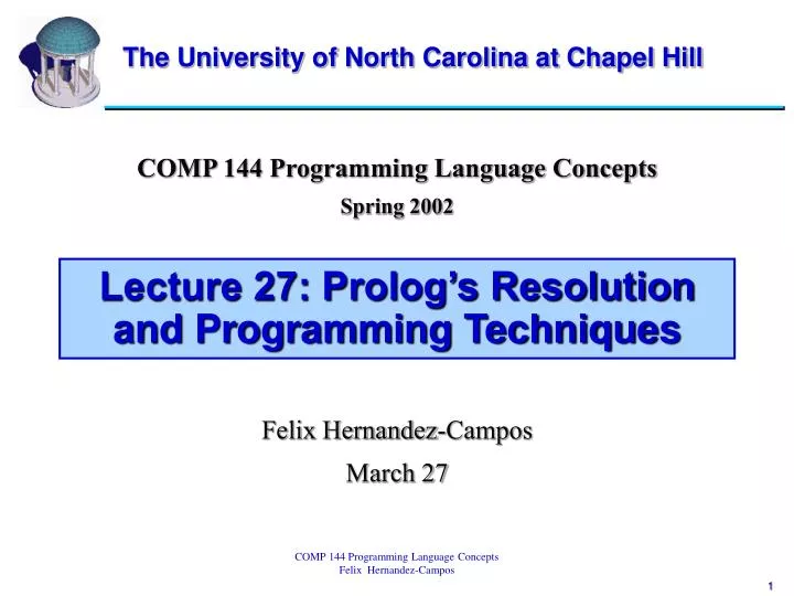lecture 27 prolog s resolution and programming techniques n.