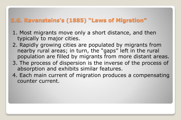 e g ravensteins s 1885 laws of migration n.
