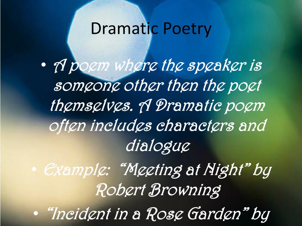 essay on dramatic poetry is written in
