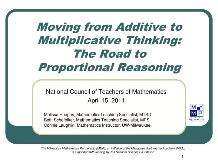 moving from additive to multiplicative thinking the road to proportional reasoning n.