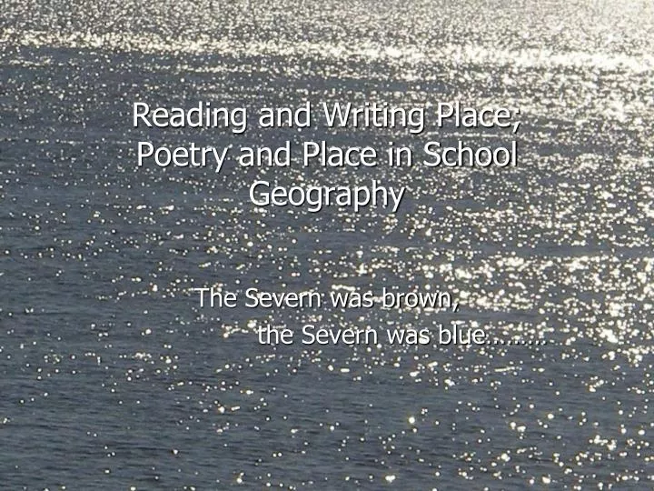 reading and writing place poetry and place in school geography n.
