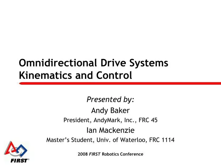 omnidirectional drive systems kinematics and control n.