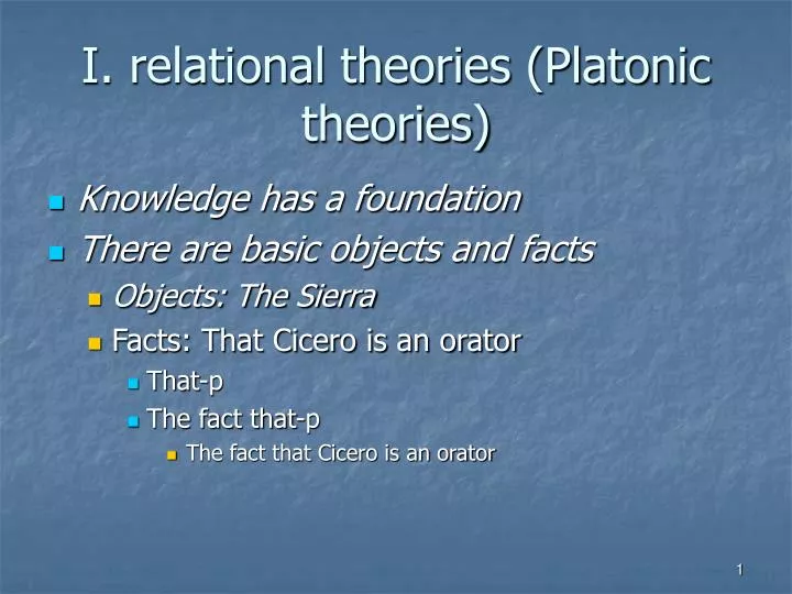 i relational theories platonic theories n.