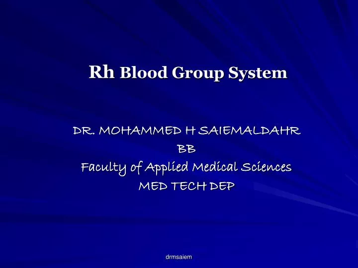rh blood group system n.