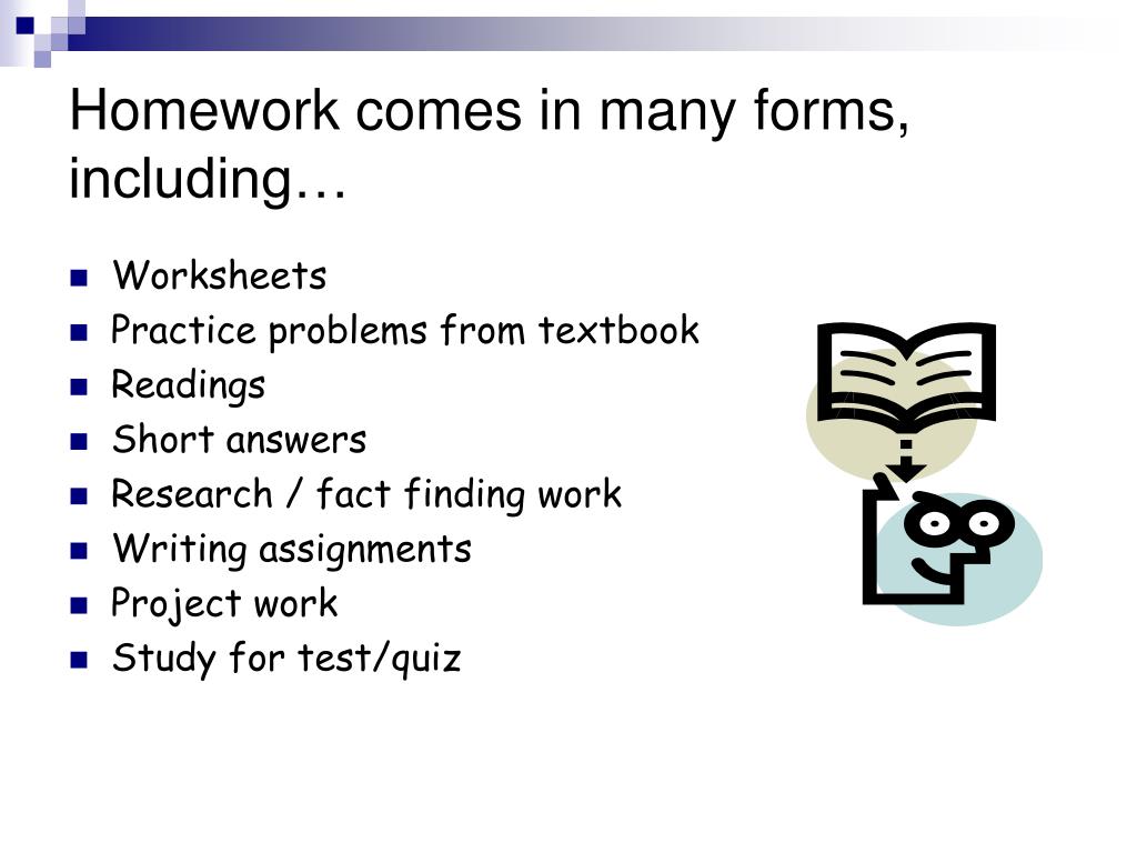 types of homework for elementary school