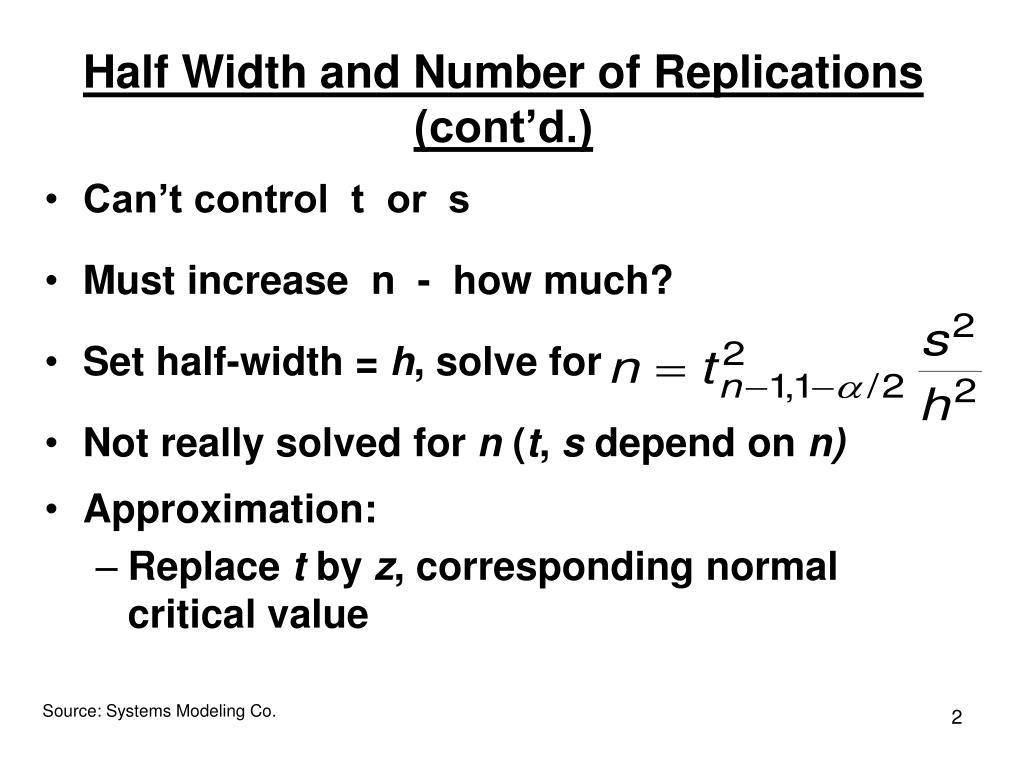 PPT Half Width and Number of Replications PowerPoint Presentation