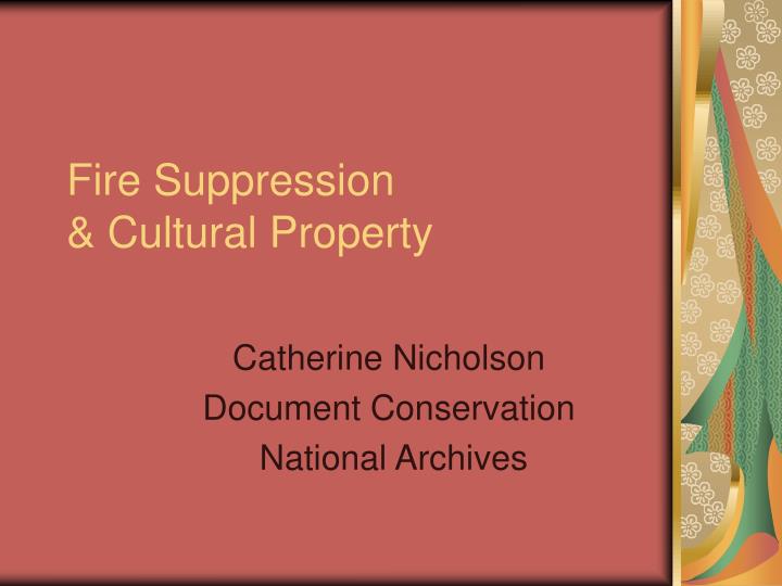 fire suppression cultural property n.