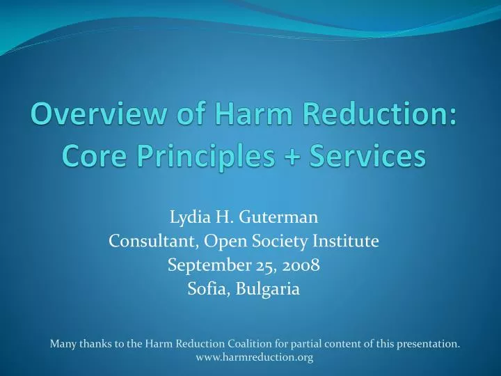 overview of harm reduction core principles services n.