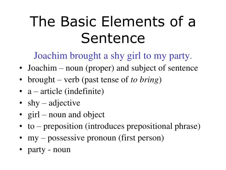Elements Of A Sentence Worksheets