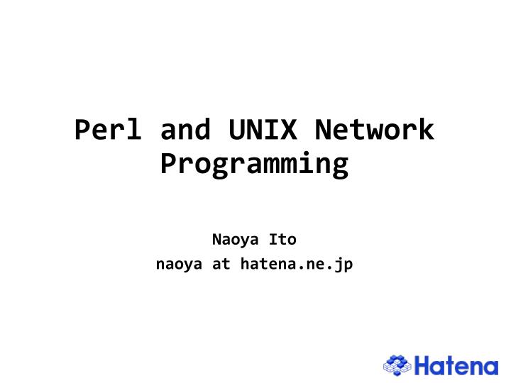 perl and unix network programming n.