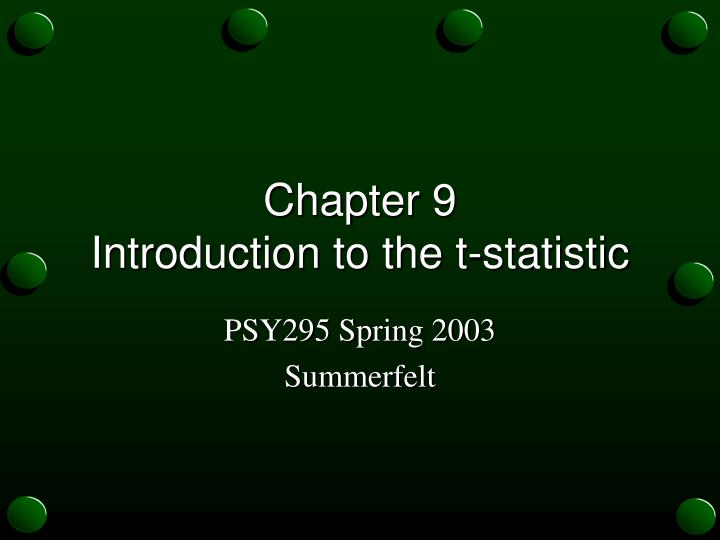 chapter 9 introduction to the t statistic n.