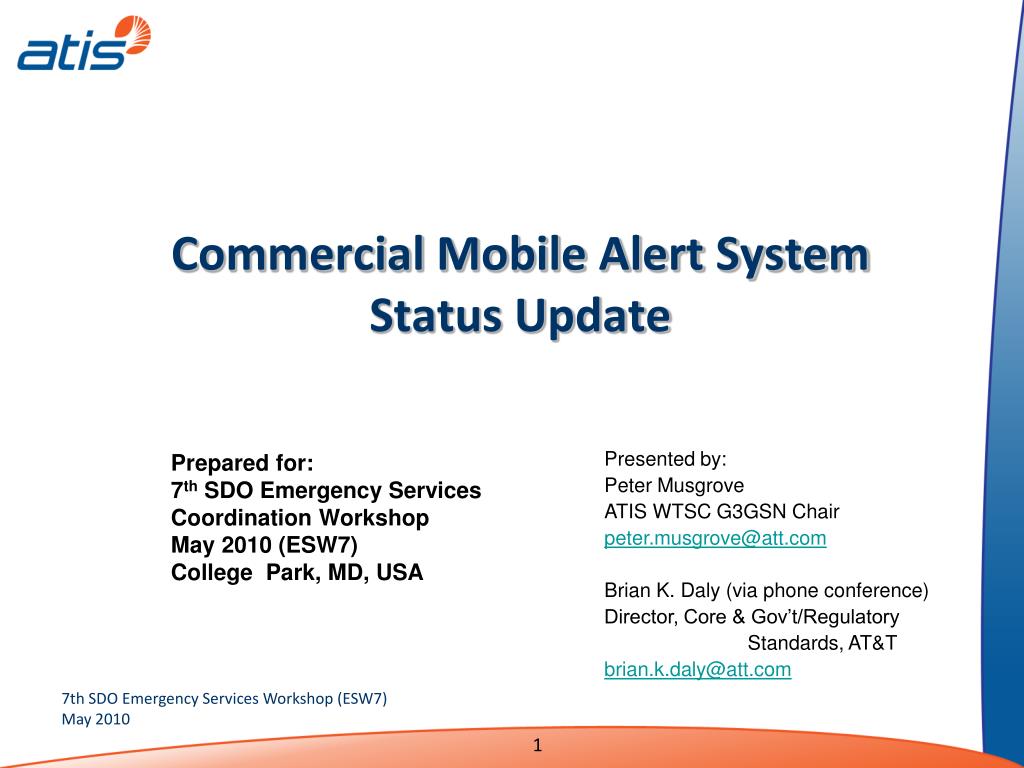 PPT Commercial Mobile Alert System Status Update PowerPoint Presentation ID370853