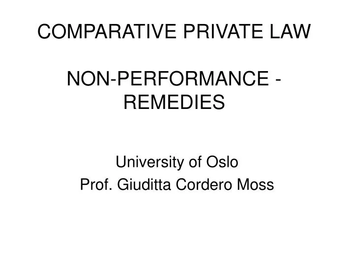 comparative private law non performance remedies n.