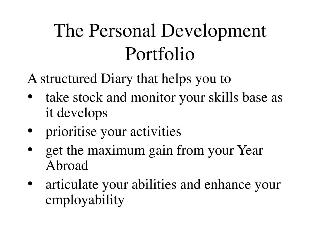 PPT PERSONAL DEVELOPMENT PORTFOLIO PowerPoint Presentation Free 