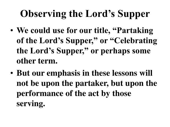 observing the lord s supper n.