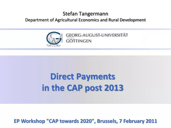 direct payments in the cap post 2013 n.