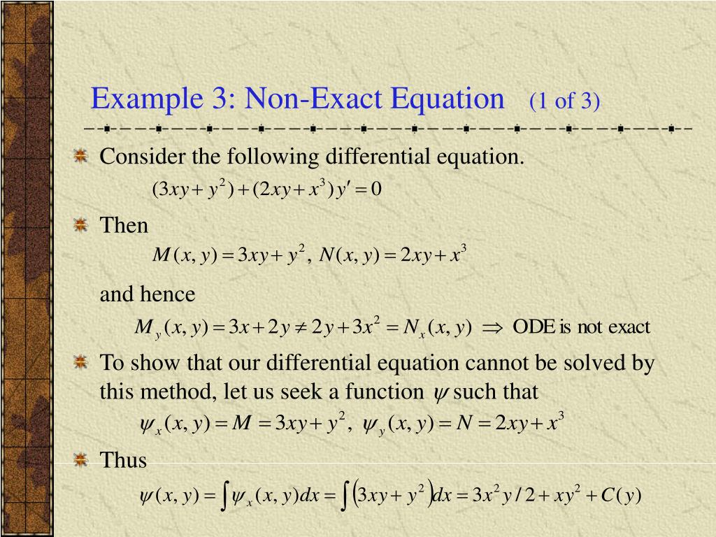PPT - Ch 2.6: Exact Equations & Integrating Factors PowerPoint ...