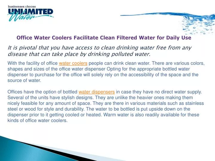 office water coolers facilitate clean filtered water for daily use n.