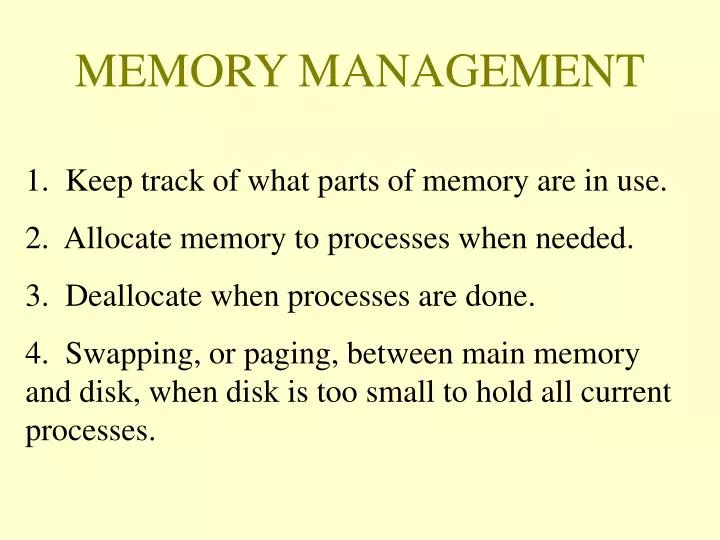 memory management n.