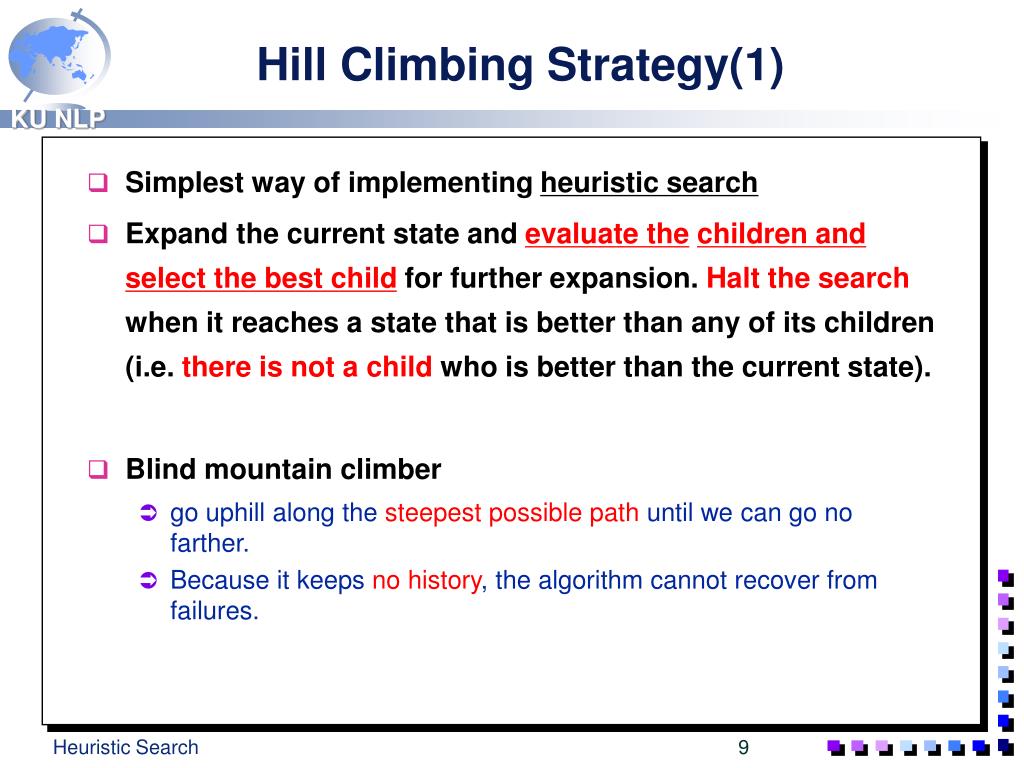 a hill climbing strategy for problem solving is