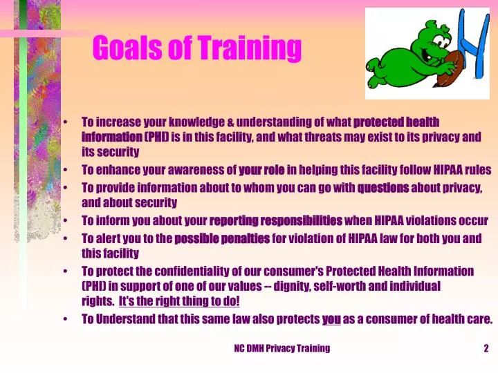 goals of training n.